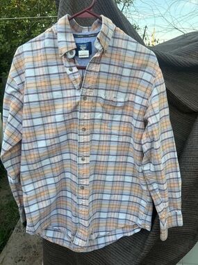 Casual Plaid Button-Down Shirt in White & Orange by Vineyard Vines